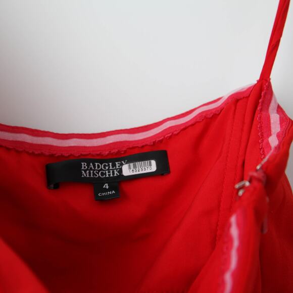 Badgley Mischka Poppy Red Georgette Gown Size 4 - Picture 8 of 10